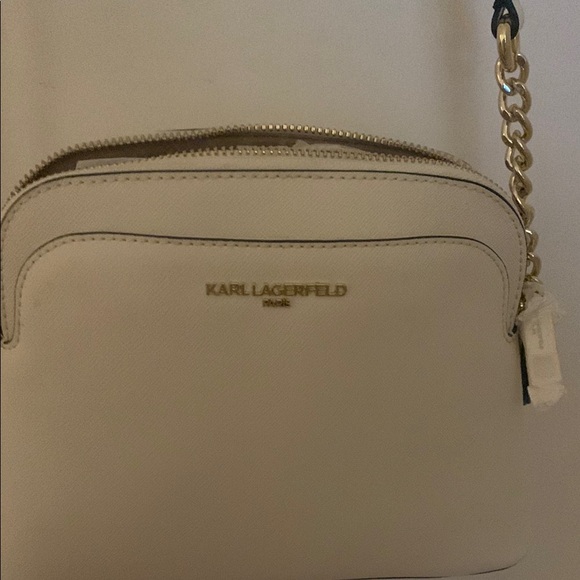 Karl Lagerfeld Cream Crossbody Bag with Gold Chain - Picture 4 of 4